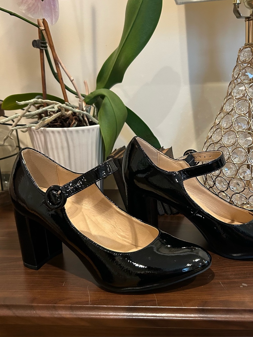 Classic Black Patent Mary Jane Heels - Women's Dress Pumps